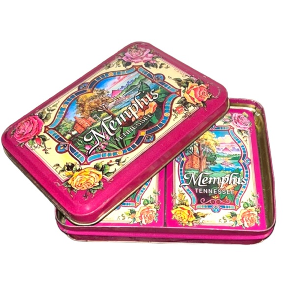 Vintage Memphis Playing Cards in Collectible Souvenir Tin (2 Packs) - Picture 2 of 9